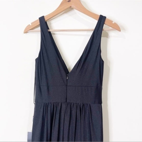 La Femme Black V-Neck Jersey Empire Waist Gown Dress Size 4 US NWT - Picture 4 of 8